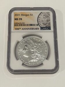 2021-P Morgan Silver Dollar $1 Philadelphia NGC MS 70 * 100th Anniversary Label