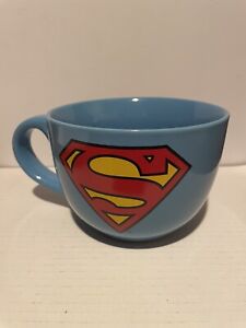 DC COMICS SUPERMAN, Large Blue Ceramic Coffee / Soup Mug,  - 24 Ounce
