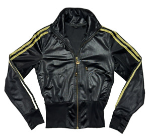 ADIDAS RESPECT ME Missy Elliott Womens Black Gold Crown Logo Track Jacket Size 8