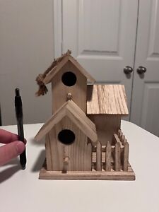 Wooden Bird House for Outside, Hinged Doors for Easy Cleaning