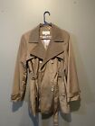Calvin Klein Trench Coat Womens Large Beige Belted Lined Pockets