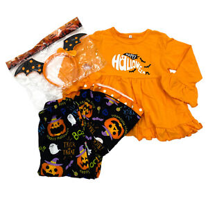 KangKang Toddler Girls Size 110 US (4T) 3 PC Set Halloween Outfit Orange NWD