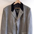 Crombie Coat Mens 44REGULAR  Grey Pure Wool Vintage Long Overcoat