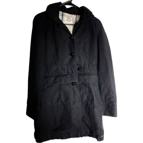 Roxy Coat Size M, Fits Like Small Lined Pea Coat Black With Hood