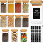 ComSaf 12Pcs Glass Spice Jars with Bamboo Lid, 8oz Airtight Square Containers