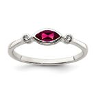 Sterling Silver Polished Lab-Created Ruby and White Topaz Band Ring