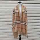 BURBERRY REVERSIBLE CHECK PLAID STOLE CAPE LARGE SCARF WITH POCKETS