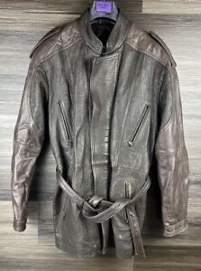 Vintage 90's Bermans Leather mens Leather Trench Coat Mens XL size 42 Med Large
