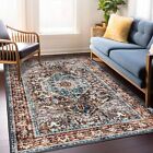 KOZYFLY Washable Area Rug for Living Room Non Slip Brown Distressed Floor Carpet