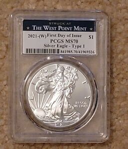 2021 (W) $1 Type 1 American Silver Eagle PCGS MS70 FDOI West Point
