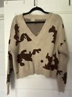 altar'd state Sweater shirt Size Small Brown Cow Print