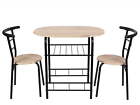 3 Piece Metal and Wood Dining Set, Include 1 Table and 2 Chairs, Grey Color for