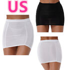 US Women Bodycon Mini Skirt Elegant Elastic Skirts Pencil Micro Skirts Lingerie