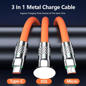Fast USB Charging Cable Universal 3 in 1 Multi Multiple Cell Phone Charger Cord