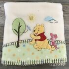 VTG Disney Winnie the Pooh Piglet Fleece Baby Blanket Cream Brown Stitching VHTF