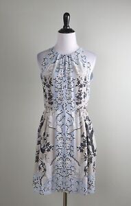 BCBG MAX AZRIA $228 Bird Mirror Print Cambria Lined Halter Dress Size 2