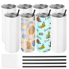 8 Pack Sublimation Tumblers Bulk 20 oz Straight Skinny Tumbler with Lid and S...