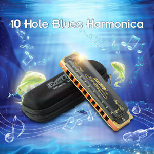 Easttop T008K 10Hole Blues Harmonica A C G Key Professional Protable ❤Party Gift