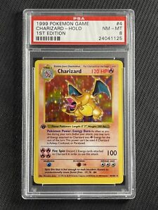 Pokemon Card PSA 8 NM-MT 1st Edition Shadowless Charizard 1999 Holo Rare 4/102