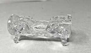 Vintage Horizontal Toothpick Holder w Legs Clear Pressed Glass L4XW1.2XH1.5 in