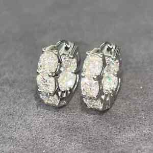 4.20 Ct Round Cut Moissanite Hoop Earrings Huggies 925 Sterling Silver