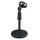 Adjustable 180° Desktop Microphone Stand Mini Round Base Foldable with Mic Clip