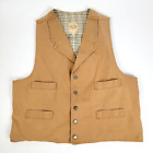WAH Maker Frontier Clothing Cowboy Western Canvas Cinch Back 4 Button Vest XL