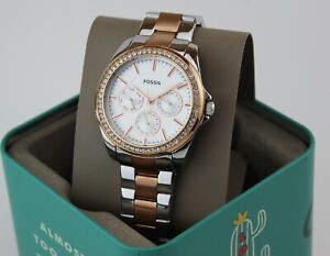 NEW AUTHENTIC FOSSIL JANICE CHRONOGRAPH SILVER ROSE GOLD WOMEN'S BQ3420 WATCH