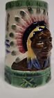 Vtg. Hand Painted Native American Indian Chief Figural 3-D  Mug Stein Tankard
