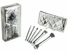 Glitterati Culture Dual End Makeup Brush 7PC- Set Silver Quilted Cosmetic Pouch