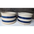 Roseville Pottery Ohio Ramekin Double Blue Stripe Bowl Vintage  VGC