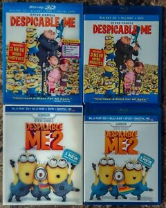 Despicable Me 1 & 2 3D Blu-ray DVD Digital Lot 7-Disc Set w Lenticular Slipcover