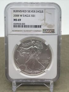 2008 W Burnished Silver Eagle NGC MS69 - 6569654-023