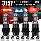 4x 3157 LED Red Strobe Flash Brake Stop Bulbs Tail Blinking Light Safety Warning