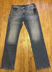 True Religion Ricky Relaxed Straight Leg Flap Denim Jeans 33x32 Men's Blue $159