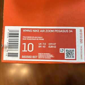 Size 10 - Nike Air Zoom Pegasus 34 Mica Blue Pink W