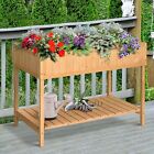 Outsunny Wooden Raised Garden Bed, Elevated Planter Box Stand