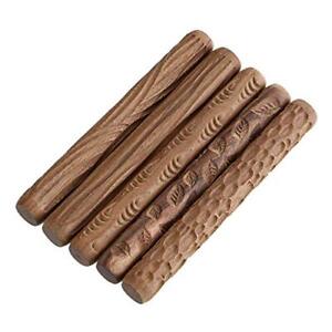 CLAY PATTERN ROLLERS Rolling Pin Textured Wood Grain Set of 5 4.7 Inch OWNMY