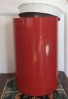 Kartell Cylinder Red Can with White LID Cover USA Storage Bin Vtg Wastebasket