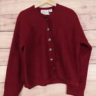 VINTAGE TALLY-HO 100% WOOL RED CARDIGAN SWEATER WOMENS SIZE M MEDIUM 70s 80s 90s