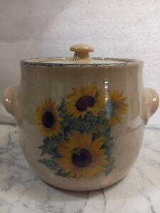 Home And GARDEN SUNFLOWER Bean Pot  Canister w/lid MADE IN USA 2002