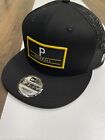 Mens Pittsburgh Pirates New Era Black Patch Trucker 9FIFTY Snapback Hat OSFA Cap