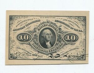 CU 3RD ISSUE 10C FRACTIONAL CURRENCY NOTE. RARE HEATH PROOF 1870's Blank Back