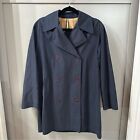 Vintage Burberry Trench Coat Burberrys’ Navy Blue Trench Coat Button Up Size XS