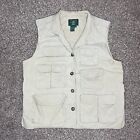 VTG Orvis Fishing Tackle Vest Womens XL Tan Zip Up Pockets Cotton Outdoor