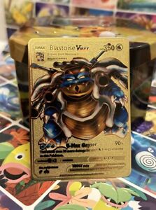 Pokemon Gold Metal Card Blastoise Vmax Fun Art Card Best Gift Pokemon Collectors