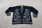 Vintage Pendleton Sweater Womens Large Black Cardigan Button Paisley Wool USA