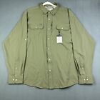 Poncho Outdoors Fishing Shirt Mens Large Green Performance Button Up Pockets NEW