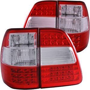 Set of 4pcs Red Clear LED Taillights for 1998-2005 Toyota FJ100 Land Cruiser