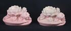 1933 ROOKWOOD Pottery LOTUS Flower BOOKENDS Matte Pink & Green  3.5